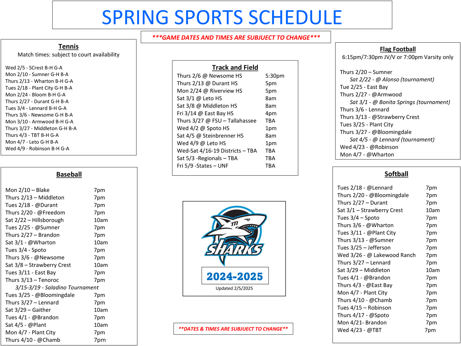 spring sports